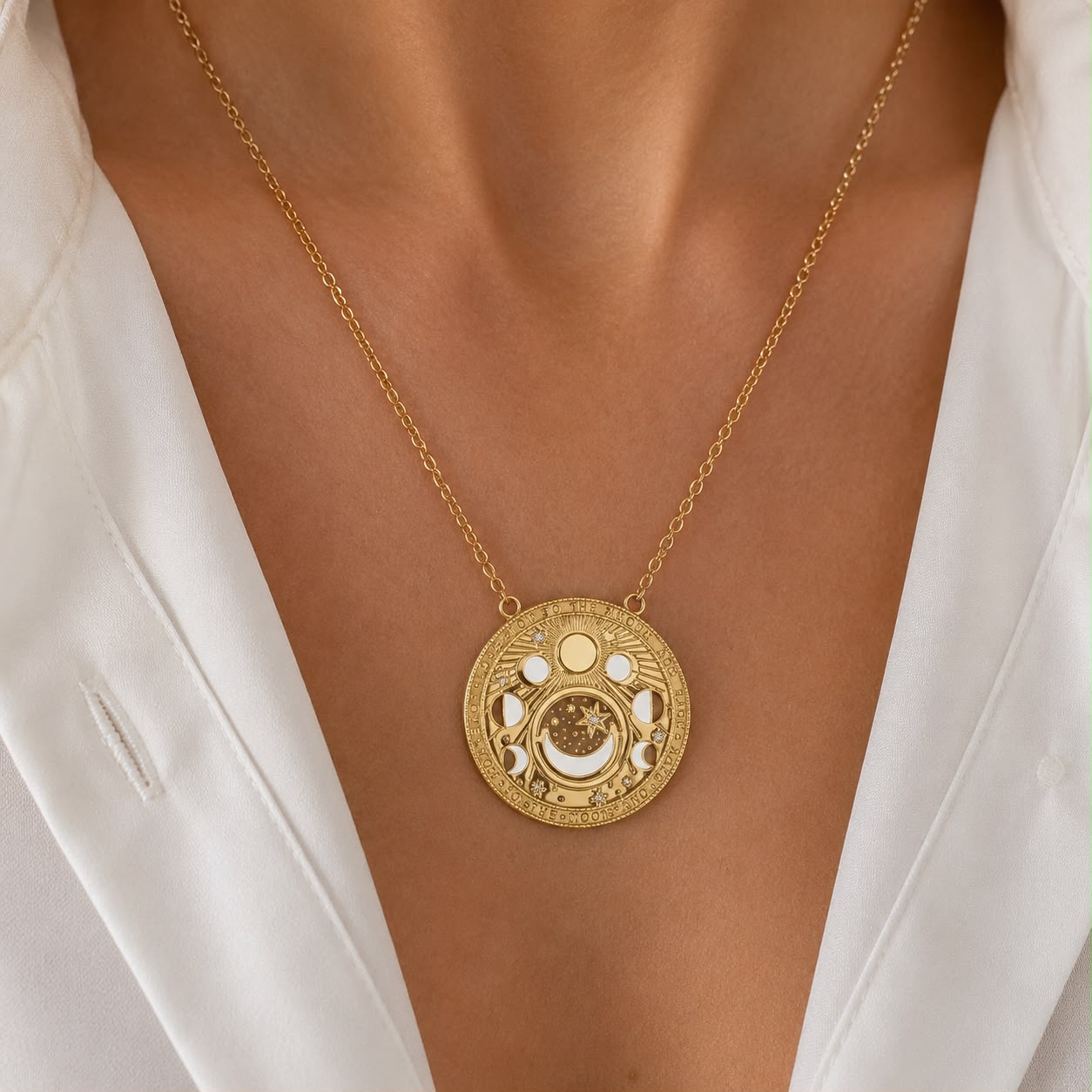 To The Moon And Back Medallion Necklace