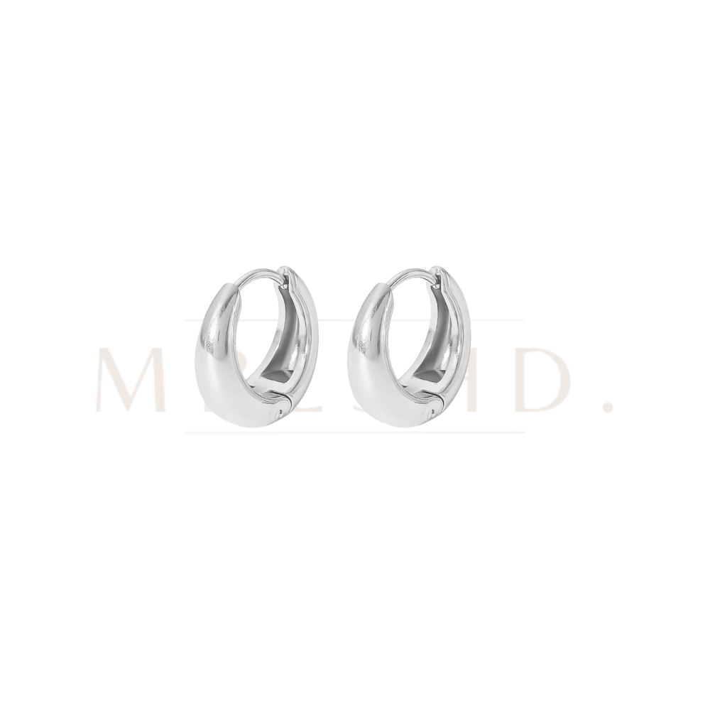 Silver Dome Huggie Earrings