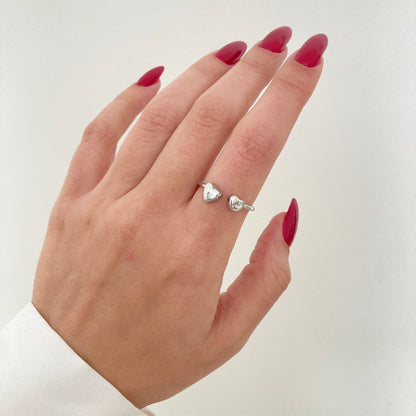 Twin Heart Ring Silver