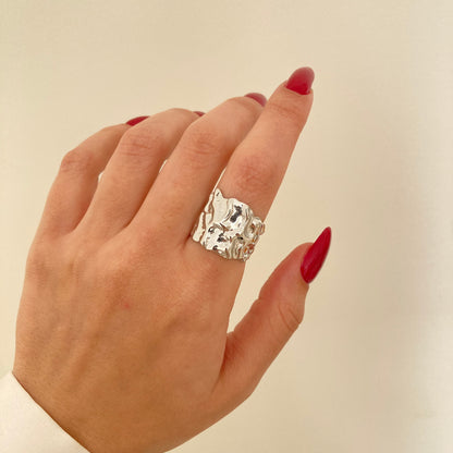 Hammered Open Silver Ring