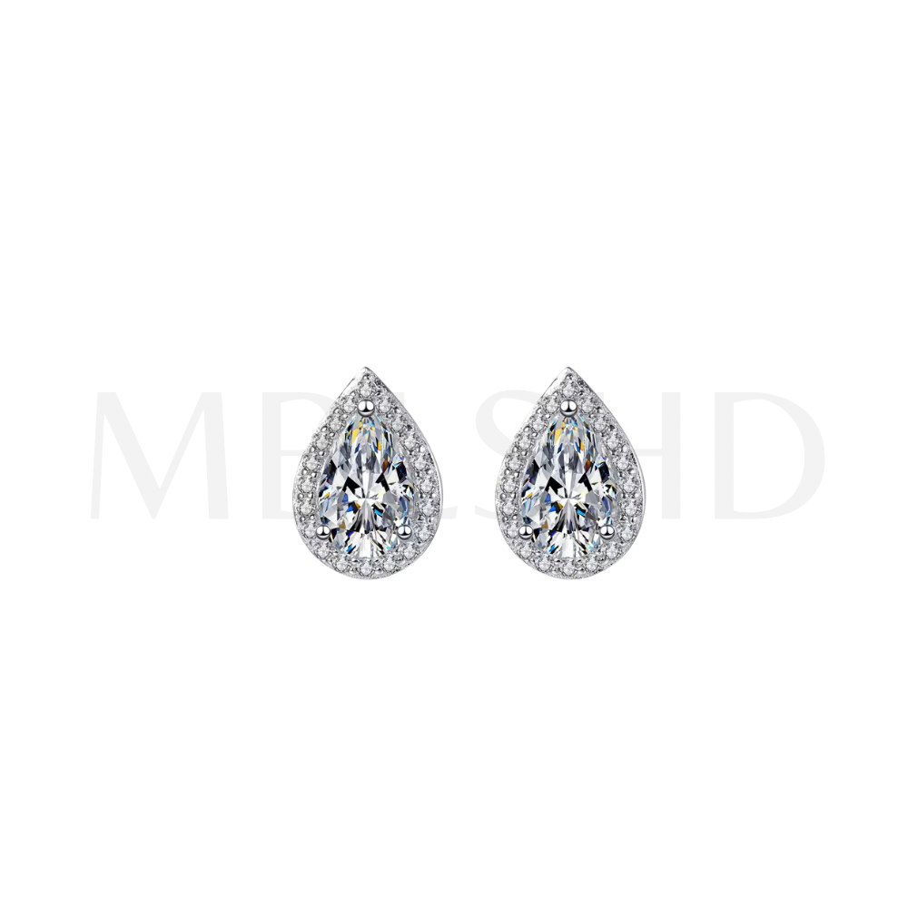 Pear Halo Stud Earrings