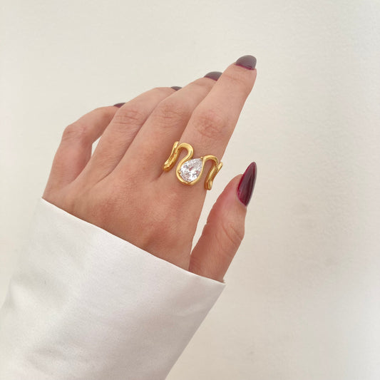 Pear Wave Ring