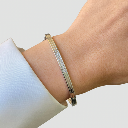 7 Zircons Bangle -Silver-