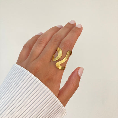 Irregular Ribbed Gold Ring