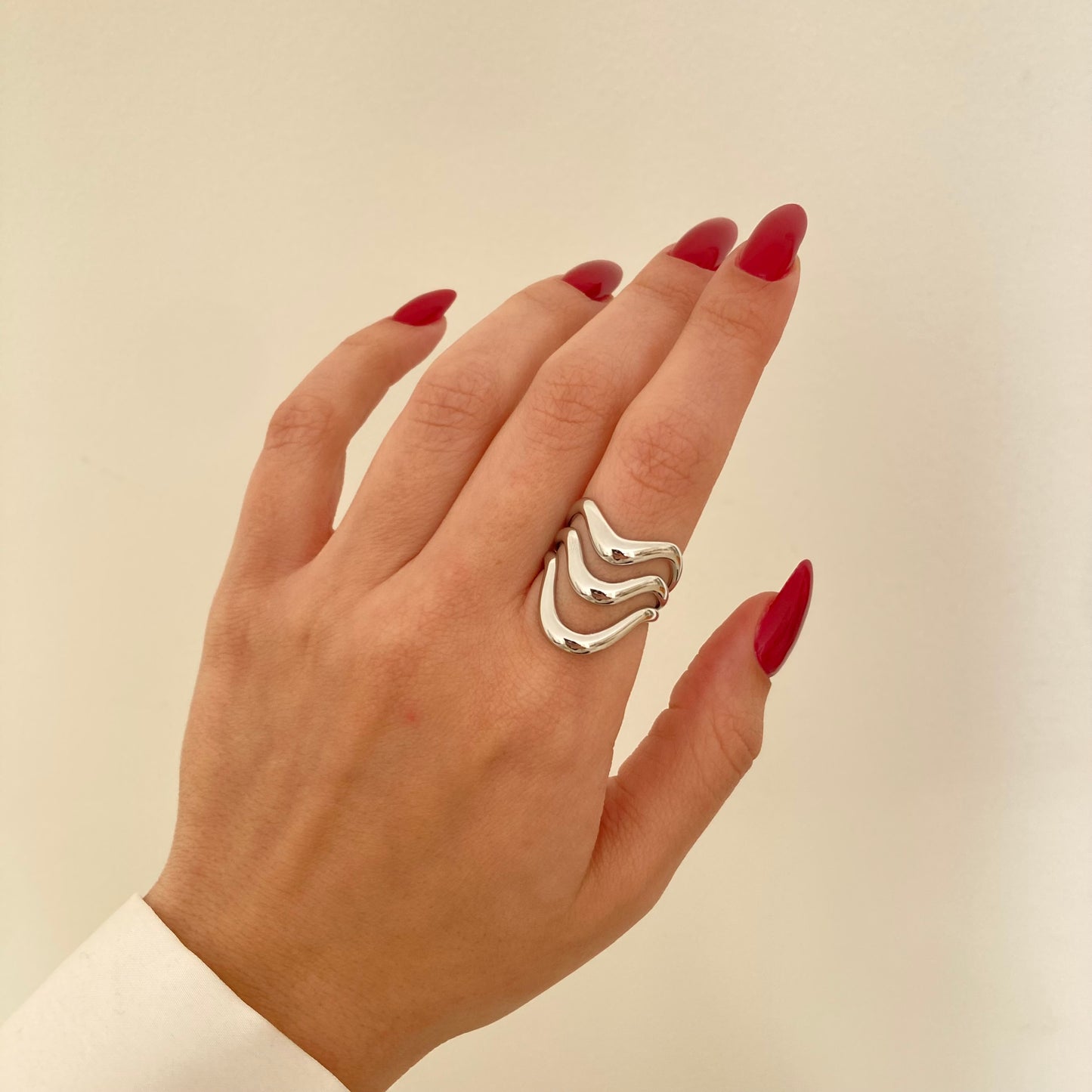 Triple Layer Open Silver Ring