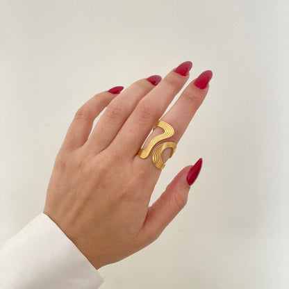 Irregular Ribbed Gold Ring