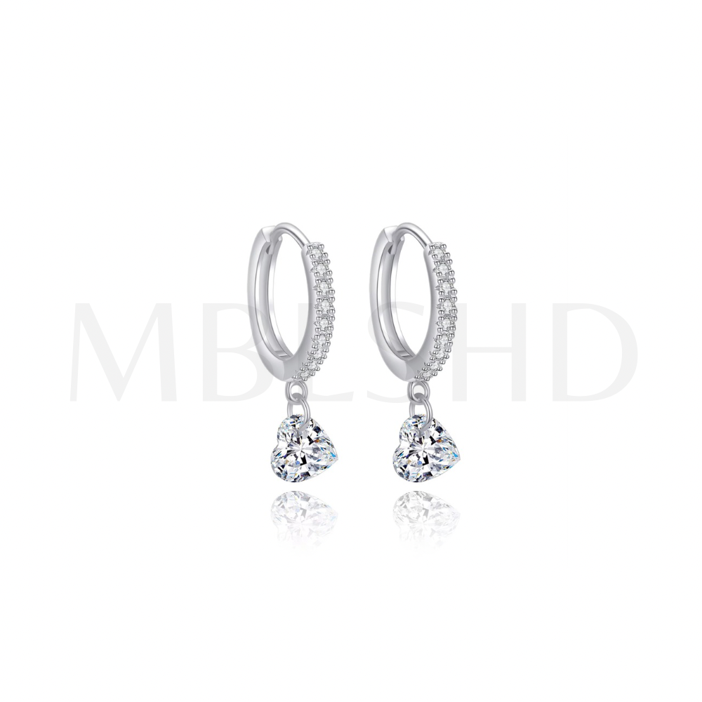 Heart Drop Hoop Earrings