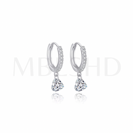 Heart Drop Hoop Earrings