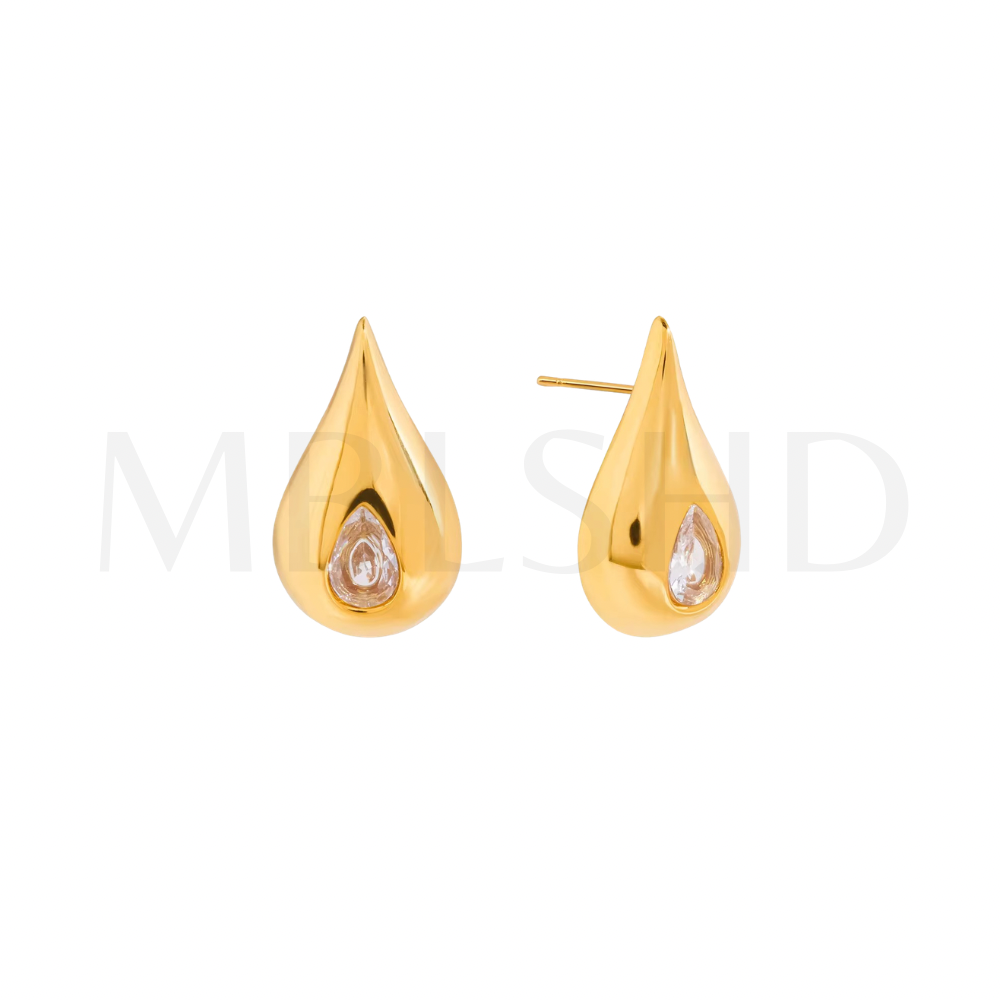 Golden Zircon Teardrop Earrings