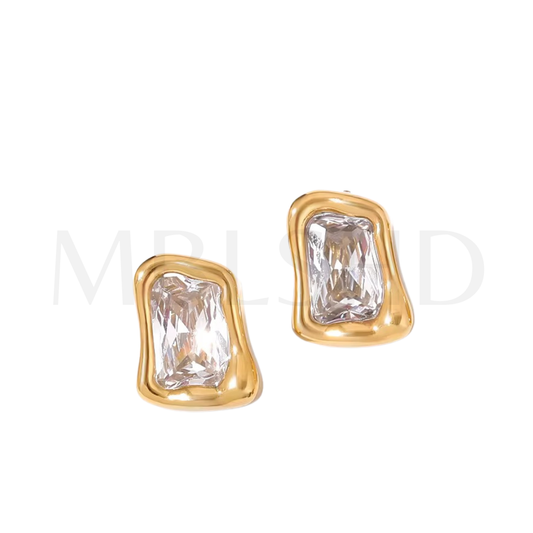 White Statement Stud Earrings