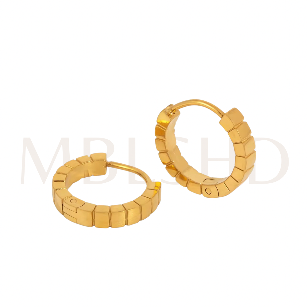 Golden Blocks Hoop Earrings