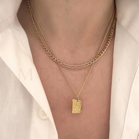 Square Pendant Layered Necklace
