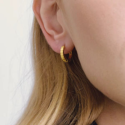 Golden Blocks Hoop Earrings