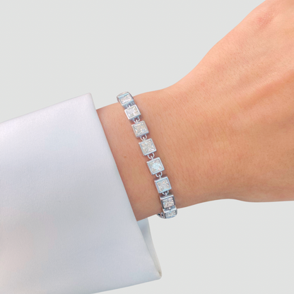 Royal Square Tennis Bracelet Silver