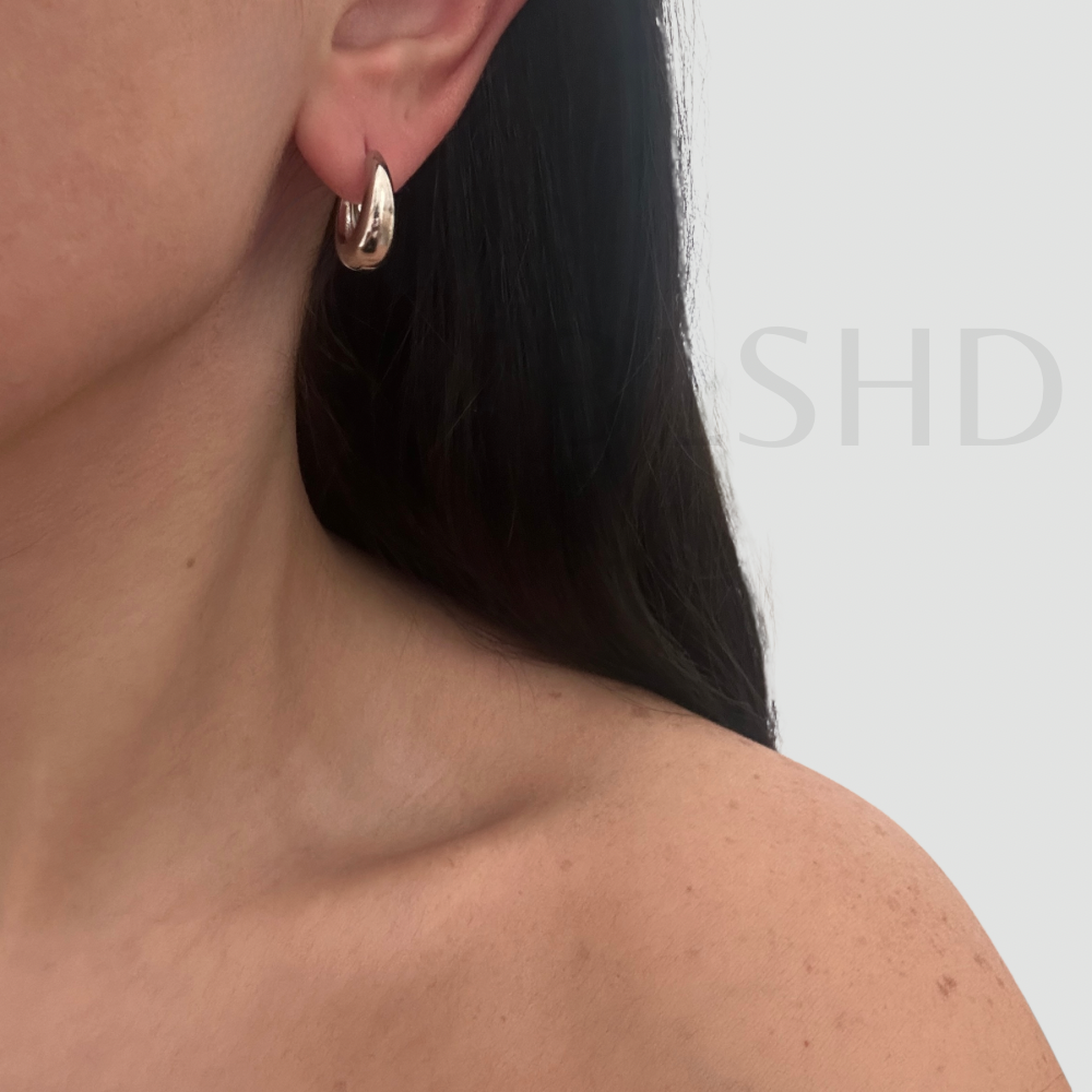 Silver Dome Huggie Earrings