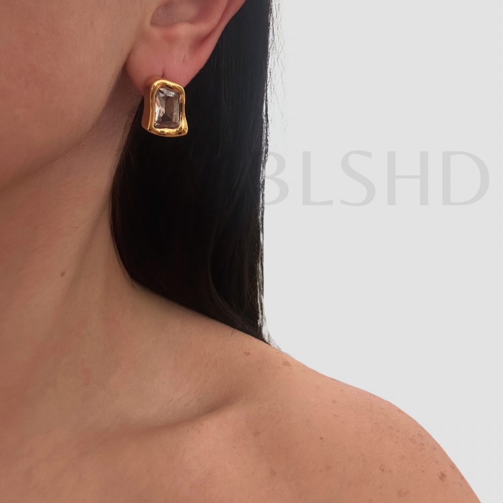 White Statement Stud Earrings