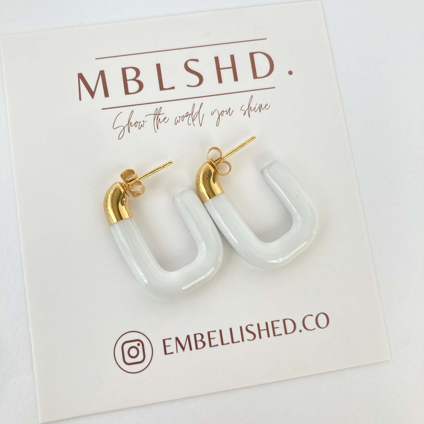 U Shaped Enamel Earrings