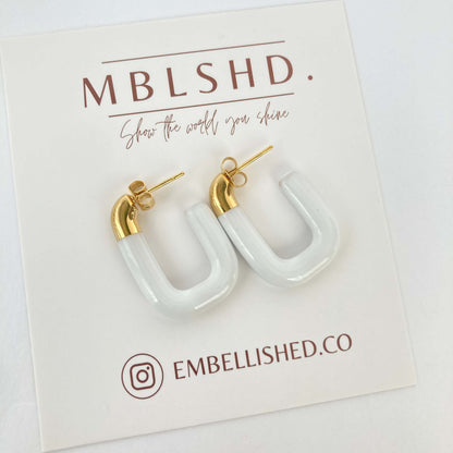 U Shaped Enamel Earrings