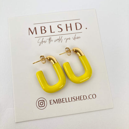 U Shaped Enamel Earrings
