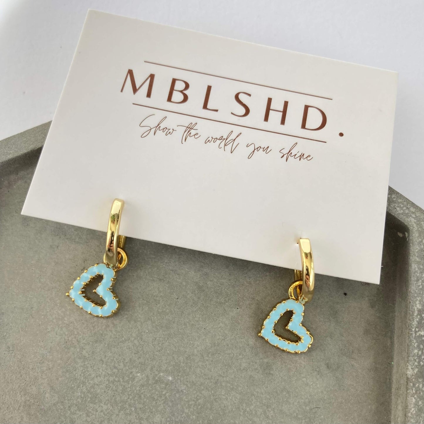 Round Heart Enamel Earrings