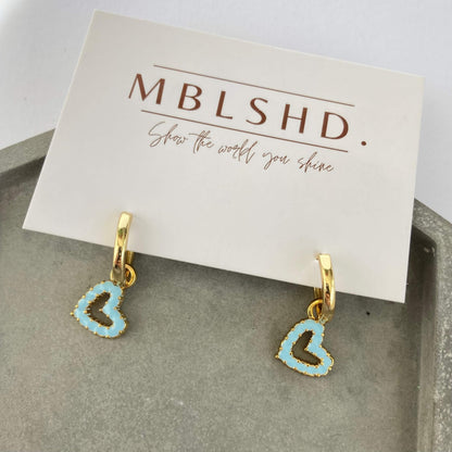 Round Heart Enamel Earrings